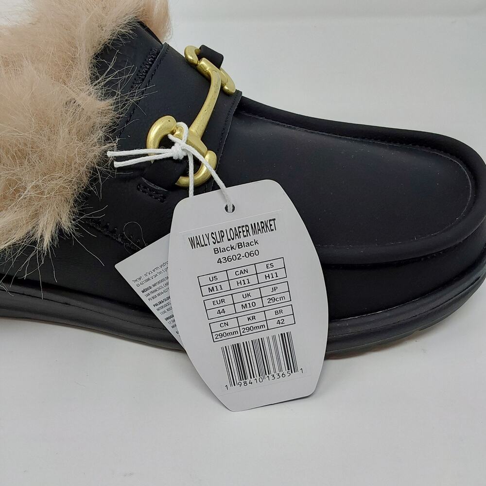 Hey Dude Wally Slip Loafer Market Black Fur Mule Slippers NWT - Picture 15 of 16